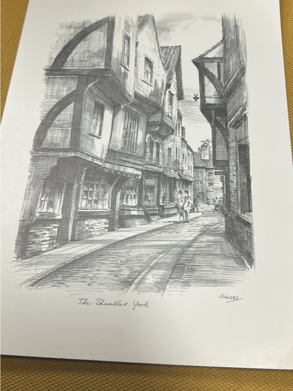 Hand-Drawn Shambles Street Pencil Art Print - Black